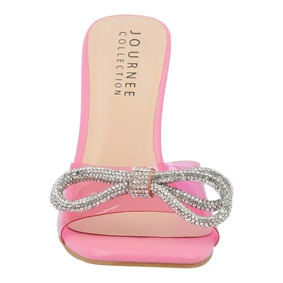 Journee Women's Fenella Lucite Stiletto Dress Sandals Pink Size 9
