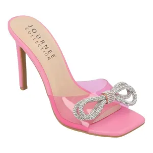 Journee Women's Fenella Lucite Stiletto Dress Sandals Pink Size 9