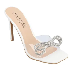 Journee Women's Fenella Lucite Stiletto Dress Sandals White Size 7 1/2