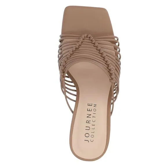 Journee Women's Saskia Caged Strappy Stilletto Dress Sandals Brown Size 8