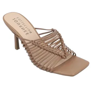 Journee Women's Saskia Caged Strappy Stilletto Dress Sandals Brown Size 8