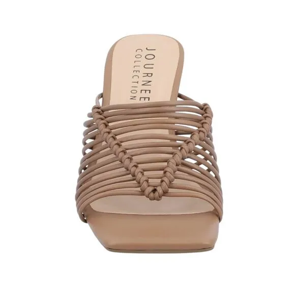 Journee Women's Saskia Caged Strappy Stilletto Dress Sandals Brown Size 8