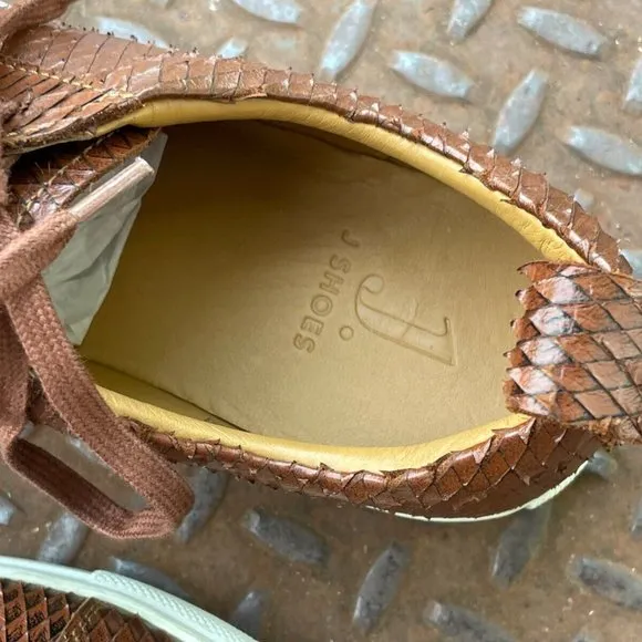 J.Shoes Men Shoes Brown Leather Snake Pattern Upper Lace Up Casual Shoes Size 9