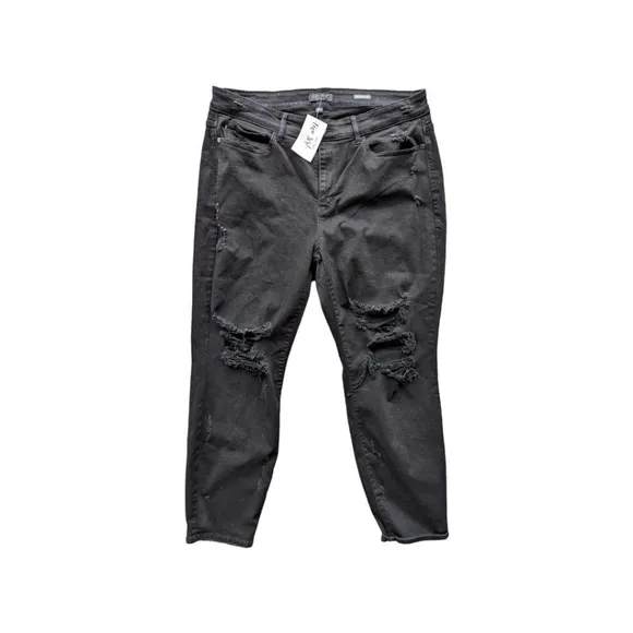 JUDY BLUE Loose Fit Distressed Black High Waist Jeans NWT Sz 20 W
