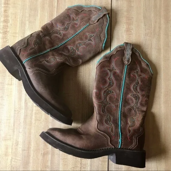 JUSTIN Boots Raya Gypsy Western Cowboy Brown Turquoise Leather