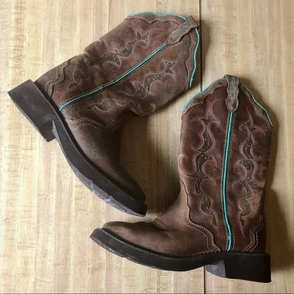 JUSTIN Boots Raya Gypsy Western Cowboy Brown Turquoise Leather