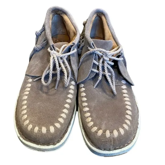 Justin Boots Womens 8.5Shoes Teepee Grey Leather Tassel Moc Toe High Top Sneaker