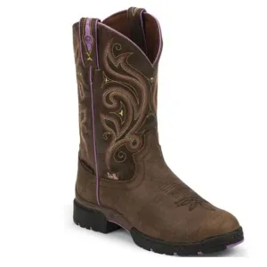 Justin George Strait Western Cowboy Boots Barnwood Brown Womens 5.5   Free‎ Hat!