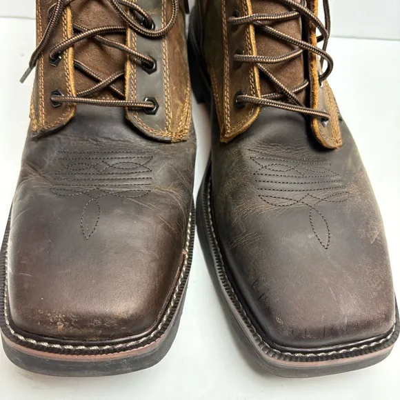 Justin Steel Toe PULLEY 8&quot; WORK Boots Lace-up ASTM F2413-18 SE682 Mens size 14 D
