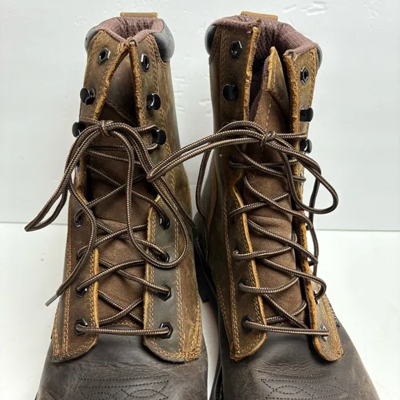 Justin Steel Toe PULLEY 8&quot; WORK Boots Lace-up ASTM F2413-18 SE682 Mens size 14 D