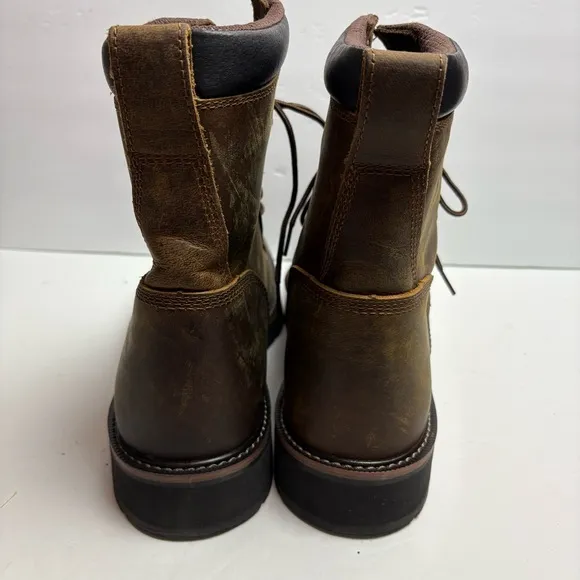 Justin Steel Toe PULLEY 8&quot; WORK Boots Lace-up ASTM F2413-18 SE682 Mens size 14 D