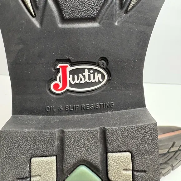 Justin Steel Toe PULLEY 8&quot; WORK Boots Lace-up ASTM F2413-18 SE682 Mens size 14 D
