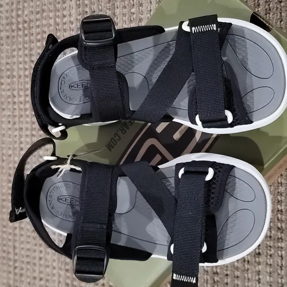 Keen Black/Steel Grey Sport Sandals with Adjustable Straps NWT size 7.5