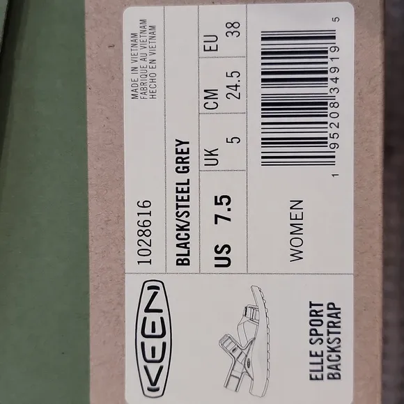 Keen Black/Steel Grey Sport Sandals with Adjustable Straps NWT size 7.5