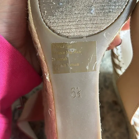 Kelly &amp; Katie Brown and White Wedge Sandals with Crisscross Straps