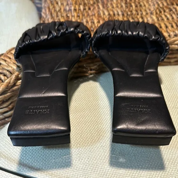 KHAITE Black Leather Woman’s Sandals Size 40.