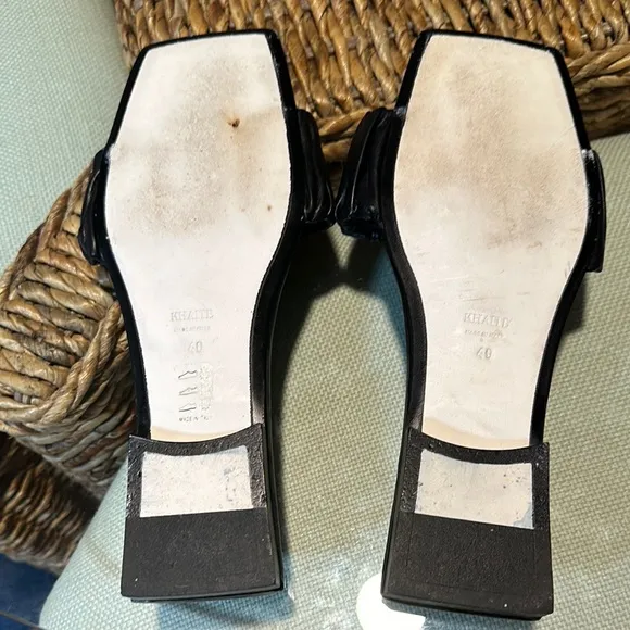 KHAITE Black Leather Woman’s Sandals Size 40.
