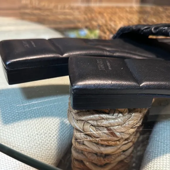 KHAITE Black Leather Woman’s Sandals Size 40.