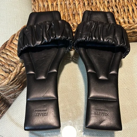 KHAITE Black Leather Woman’s Sandals Size 40.