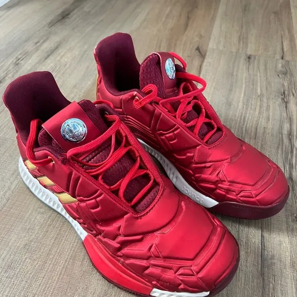 Kids Red Basketball Shoes - Adidas Marvel x Harden - Iron Man Special edition