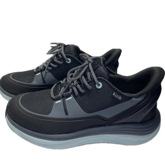 Kizik London Low Top Sneakers Women’s Size 8 Black Mesh Slip-On Comfort –