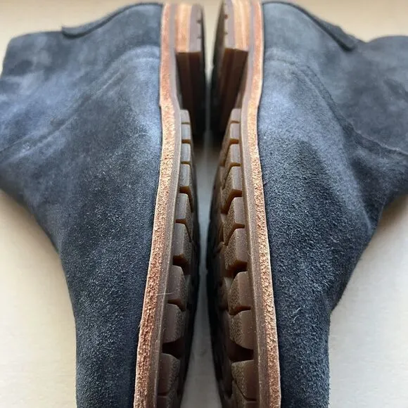 Kork-Ease Balsa Navy Gray Suede Leather Ankle Boots w/ Side Zipper Women’s 6