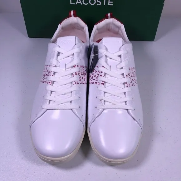 LACOSTE Mens Carnaby Evo 11 Casual Shoes White Red