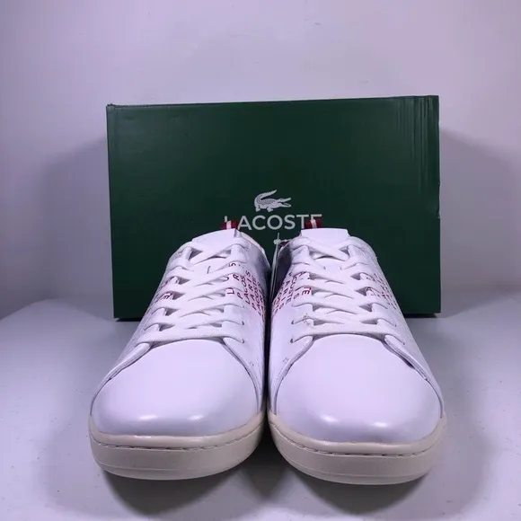 LACOSTE Mens Carnaby Evo 11 Casual Shoes White Red