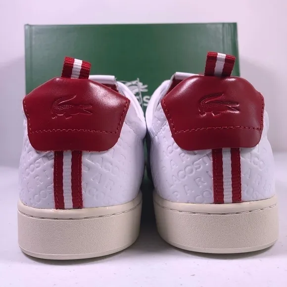 LACOSTE Mens Carnaby Evo 11 Casual Shoes White Red