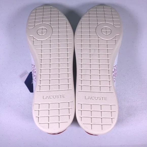 LACOSTE Mens Carnaby Evo 11 Casual Shoes White Red