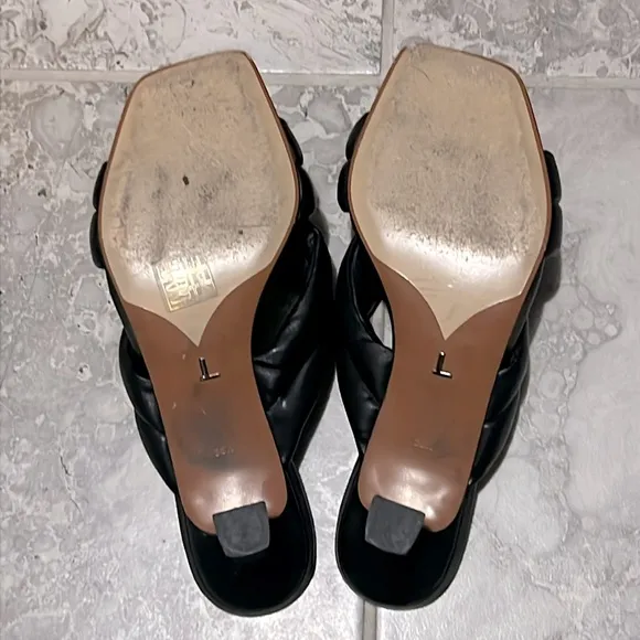 Lafayette 148 New York Clarette Mule Sandals in Black, EXCELLENT, Size 36.5