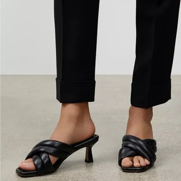 Lafayette 148 New York Clarette Mule Sandals in Black, EXCELLENT, Size 36.5