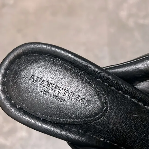 Lafayette 148 New York Clarette Mule Sandals in Black, EXCELLENT, Size 36.5