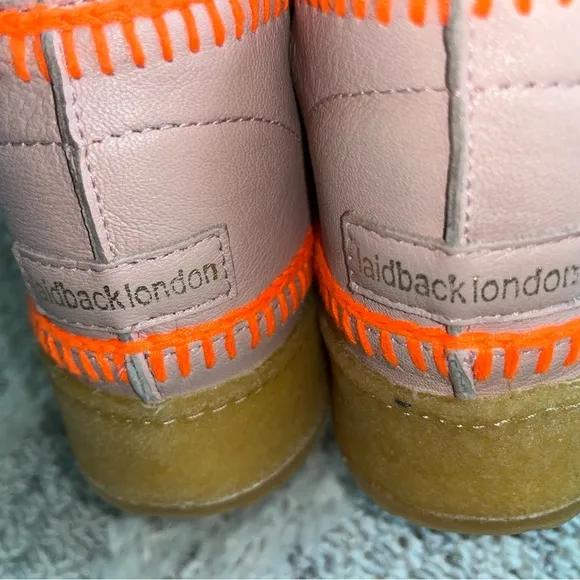 Laidback London Shenje Platform Boots Misty Rose Leather Neon Orange Sz 40/US 9
