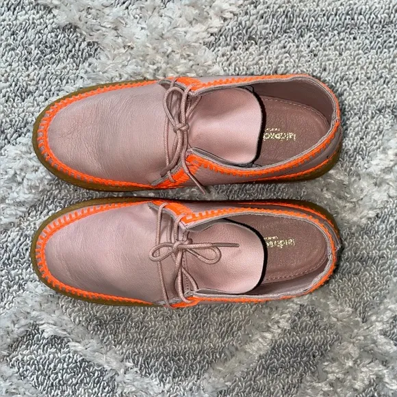 Laidback London Shenje Platform Boots Misty Rose Leather Neon Orange Sz 40/US 9