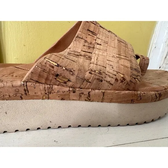 L'Amour Des Pieds AHLINA Cork Platform Toe Loop Sandals Slides sz 6