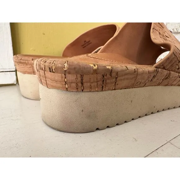 L'Amour Des Pieds AHLINA Cork Platform Toe Loop Sandals Slides sz 6