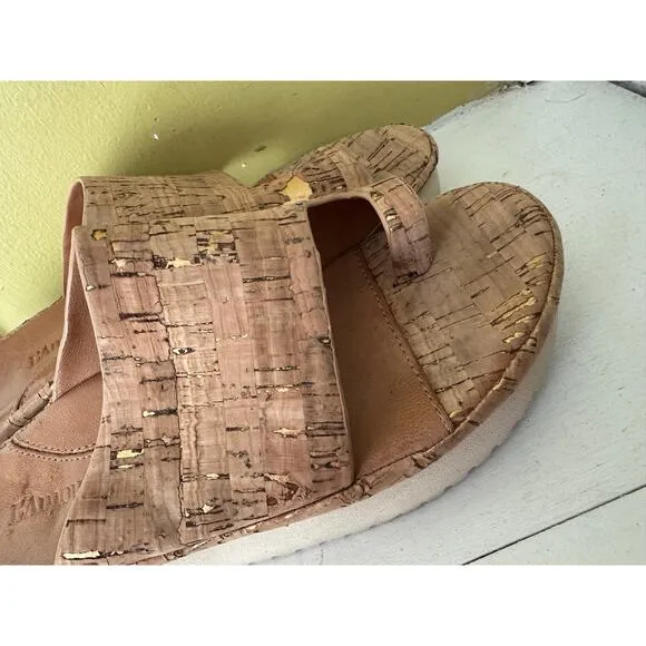 L'Amour Des Pieds AHLINA Cork Platform Toe Loop Sandals Slides sz 6