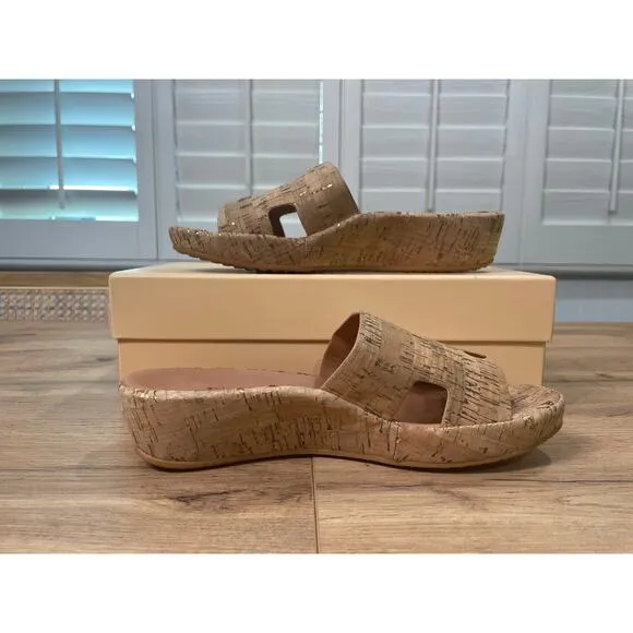 L'Amour Des Pieds LDP Catiana Cork Sandals Natura/Gold Cork Textile Size 9 NIB