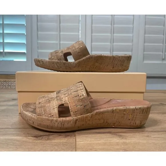 L'Amour Des Pieds LDP Catiana Cork Sandals Natura/Gold Cork Textile Size 9 NIB
