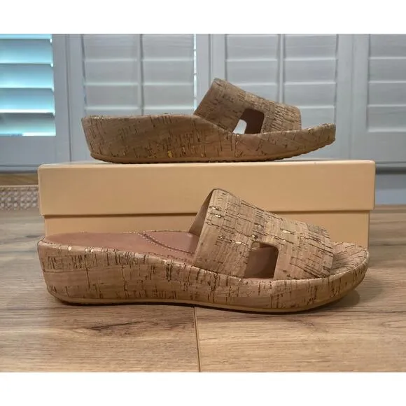 L'Amour Des Pieds LDP Catiana Cork Sandals Natura/Gold Cork Textile Size 9 NIB