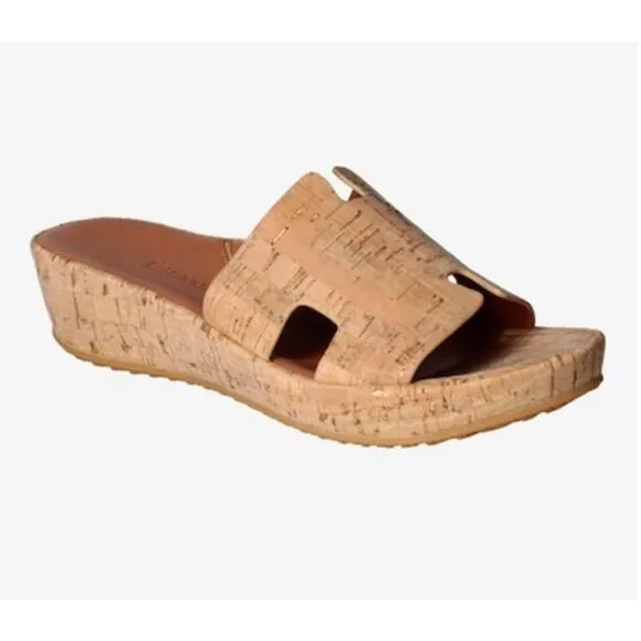 L'Amour Des Pieds LDP Catiana Cork Sandals Natura/Gold Cork Textile Size 9 NIB