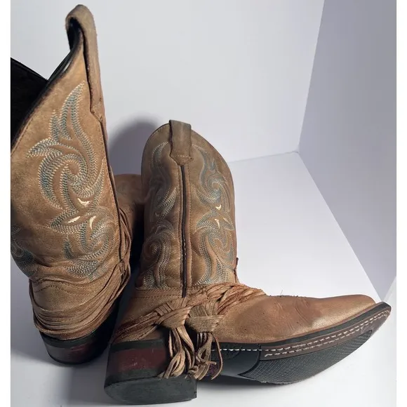Laredo Dan Post Tan Sadie Womens Broad Square Toe Boots Size 6.5