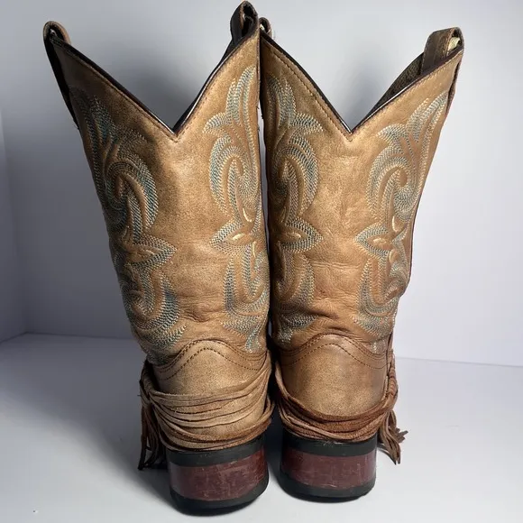 Laredo Dan Post Tan Sadie Womens Broad Square Toe Boots Size 6.5