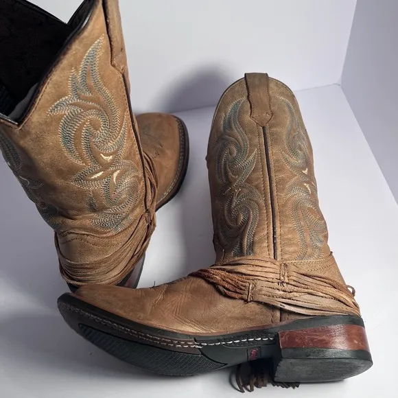 Laredo Dan Post Tan Sadie Womens Broad Square Toe Boots Size 6.5