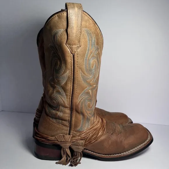 Laredo Dan Post Tan Sadie Womens Broad Square Toe Boots Size 6.5