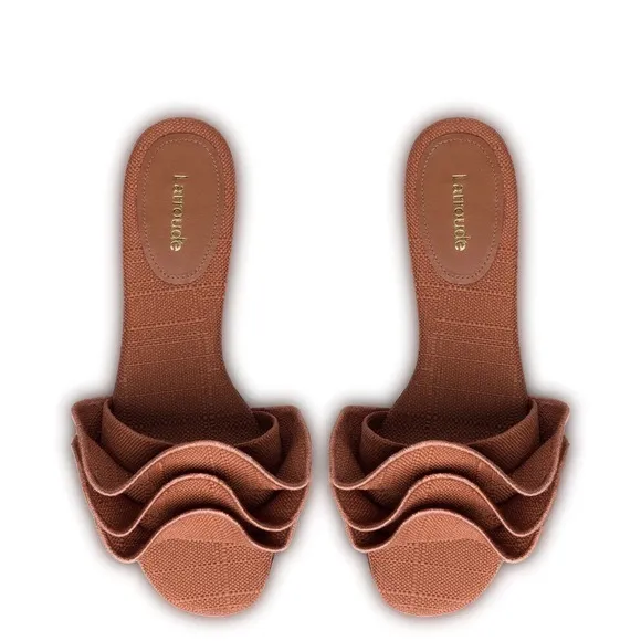 LARROUDÉ Ivy Ruffle Flat Sandals - Price Firm