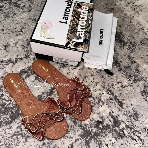 LARROUDÉ Ivy Ruffle Flat Sandals - Price Firm