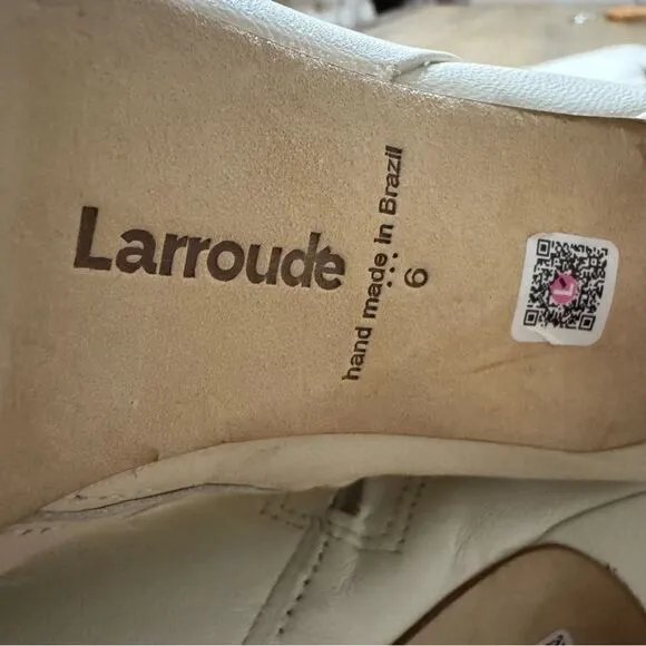 Larroude Kate Over The Knee Point Toe Boot Ivory Leather Stiletto Size 6