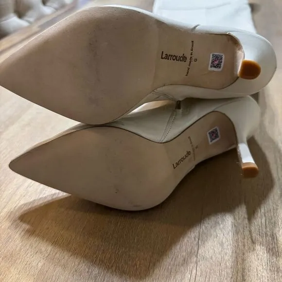 Larroude Kate Over The Knee Point Toe Boot Ivory Leather Stiletto Size 6